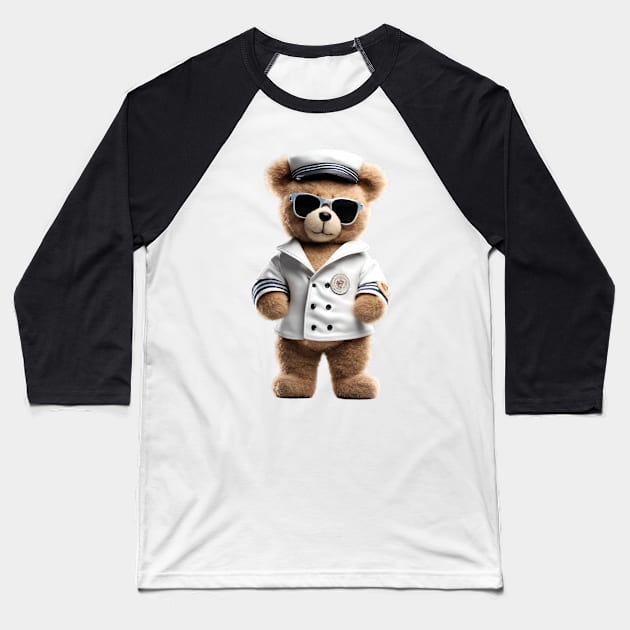 Sailor Teddy Bear Baseball T-Shirt by Doodle and Things